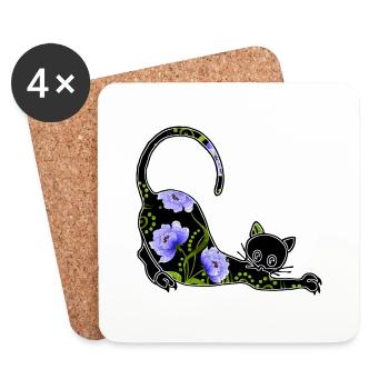 Katze - Untersetzer (4er-Set) - Weiß - Vorne