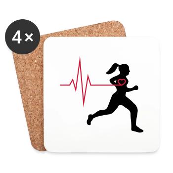 Coureur avec un coeur - Dessous de verre (lot de 4) - blanc - Devant