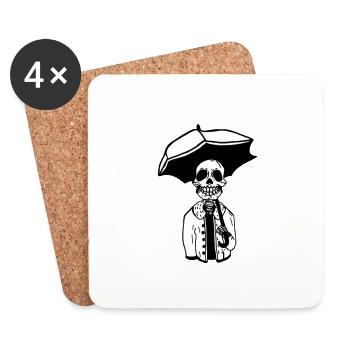Le crâne - Dessous de verre (lot de 4) - blanc - Devant