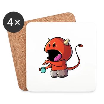 Coffee Devil - Café Diables - Dessous de verre (lot de 4) - blanc - Devant