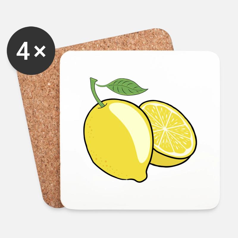 Zitrone - Untersetzer (4er-Set) - Weiß