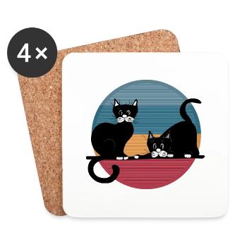 Les chats - Dessous de verre (lot de 4) - blanc - Devant
