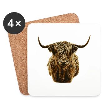 Scottish Highlander - Untersetzer (4er-Set) - Weiß - Vorne