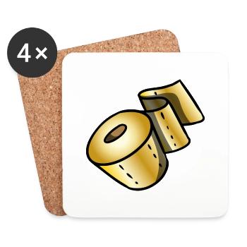 Goldene Klopapierrolle Glücksbringer Corona Scherz - Untersetzer (4er-Set) - Weiß - Vorne
