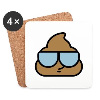 Emoji poop cool glasses - Coasters (set of 4) - white - Front