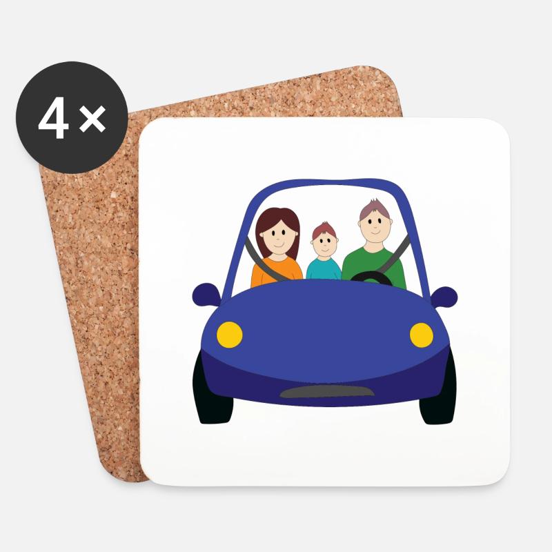 Gemeinsam im Auto - Untersetzer (4er-Set) - Weiß