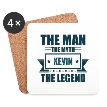The man the myth Kevin the Legend Kevin Cadeau - Dessous de verre (lot de 4) - blanc - Devant