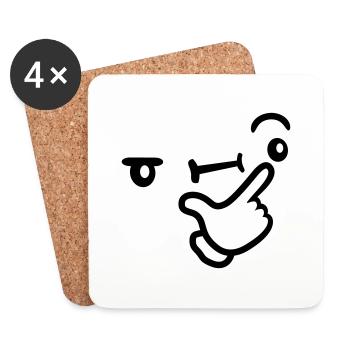 Thinking Face Thoughtful - Coasters (set of 4) - white - Front