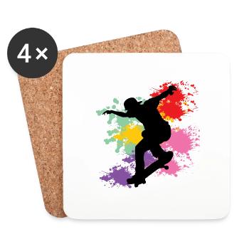 Skateboard - Coasters (set of 4) - white - Front