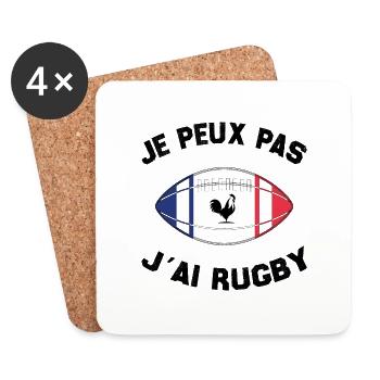 Je Peux Pas J'ai Rugby - Dessous de verre (lot de 4) - blanc - Devant