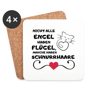 Schnuckibaby Lustige Sprüche Katze Engel Flügel - Untersetzer (4er-Set) - Weiß - Vorne