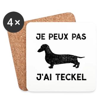 Je peux pas j'ai teckel - Vintage - Dessous de verre (lot de 4) - blanc - Devant