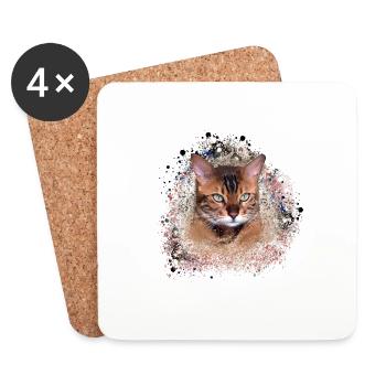 American Lynx, Katze, bengal, Leo, tiger, Malerei, - Untersetzer (4er-Set) - Weiß - Vorne