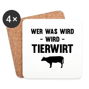 Wer was wird wird Tierwirt - Untersetzer (4er-Set) - Weiß - Vorne