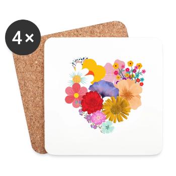 Fleur d’amour - Dessous de verre (lot de 4) - blanc - Devant