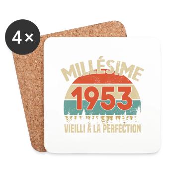 Millésime 1953 Cadeau Anniversaire Humour - Dessous de verre (lot de 4) - blanc - Devant