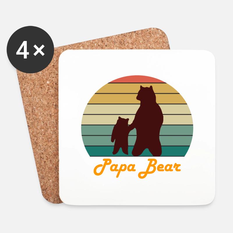 Papa Bear - Untersetzer (4er-Set) - Weiß