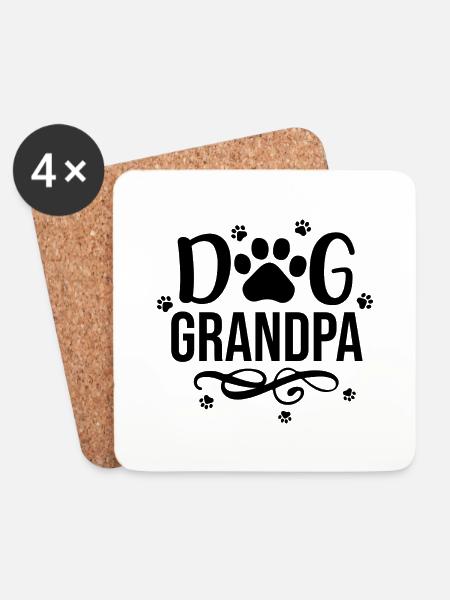Hund Opa 01 - Untersetzer (4er-Set) - Weiß