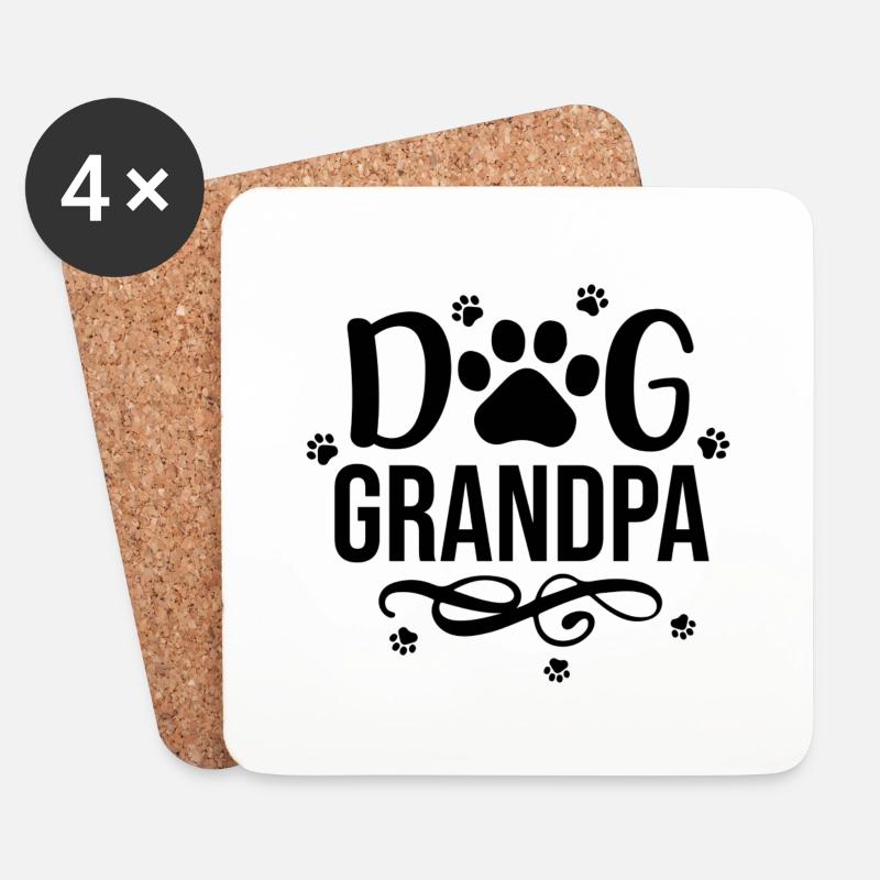 Hund Opa 01 - Untersetzer (4er-Set) - Weiß