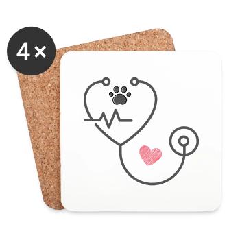 Animal Doctor, Veterinarian Stethoscope. - Coasters (set of 4) - white - Front