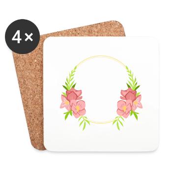 Circle of flowers - Coasters (set of 4) - white - Front