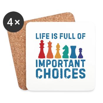Important choices échecs de pensées maître d’échecs - Dessous de verre (lot de 4) - blanc - Devant