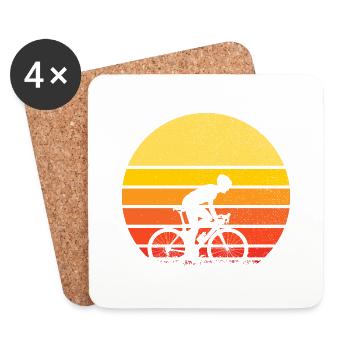 velo - Radfahrer auf Sonnenuntergang - Untersetzer (4er-Set) - Weiß - Vorne