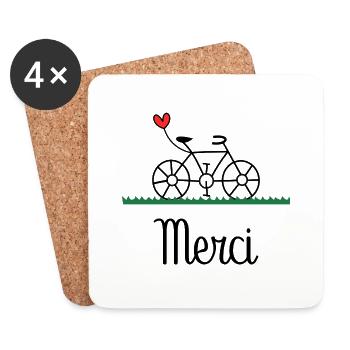 MERCI. THANKS. VELO. THANK YOU. ANNIVERSAIRE - Dessous de verre (lot de 4) - blanc - Devant