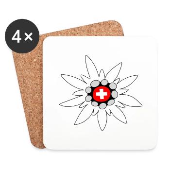 Edelweiss Schweiz Suisse Alpenblumen Flagge Swiss - Untersetzer (4er-Set) - Weiß - Vorne