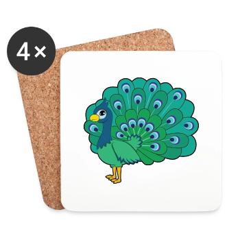 Peacock - Coasters (set of 4) - white - Front