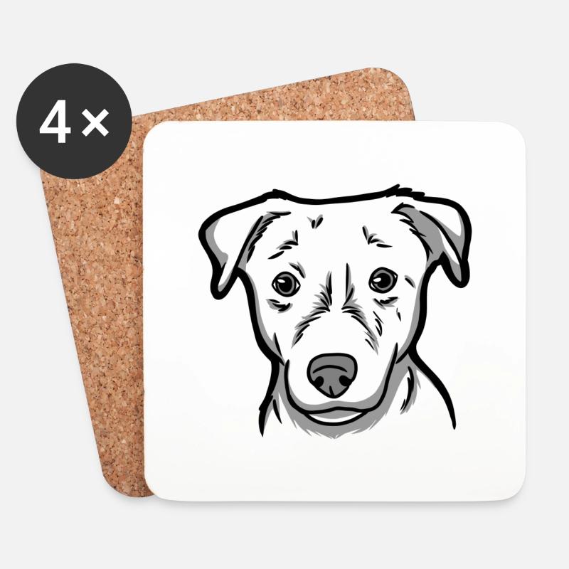 JackRussel - Untersetzer (4er-Set) - Weiß