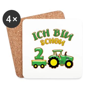 2 Jahre alt 2 Geburtstag Traktor Ich bin schon 2 - Untersetzer (4er-Set) - Weiß - Vorne