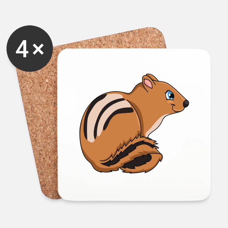 Streifenhörnchen - Untersetzer (4er-Set) - Weiß