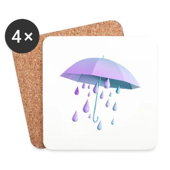 Umbrella with drops - Coasters (set of 4) - white - Front