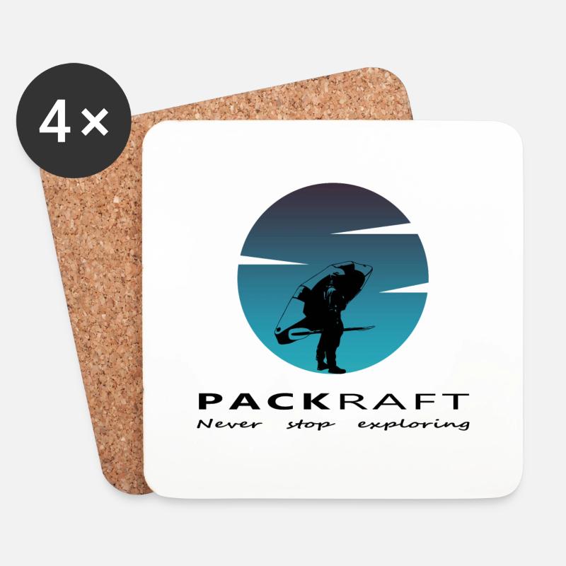 Packraft - Never stop exploring - Untersetzer (4er-Set) - Weiß