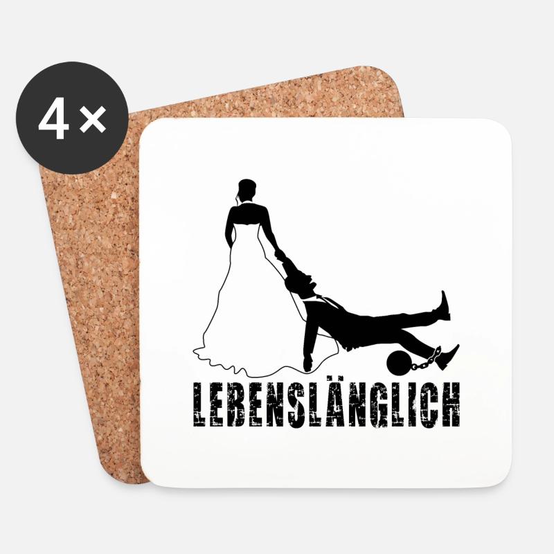 JGA JUNGGESELLENABSCHIED BRÄUTIGAM HOCHZEIT - Untersetzer (4er-Set) - Weiß
