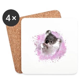 koala,pink,graffiti,painting,koala bear,pink - Coasters (set of 4) - white - Front