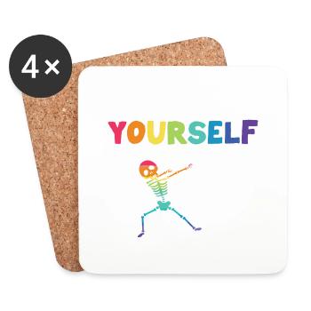 Funny Dabbing Skeleton Proud LGBT Pride Dare To Be - Untersetzer (4er-Set) - Weiß - Vorne
