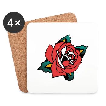 pink flower leaf - Coasters (set of 4) - white - Front