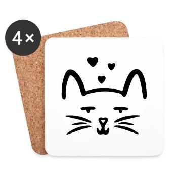 kitty love cats love - Coasters (set of 4) - white - Front
