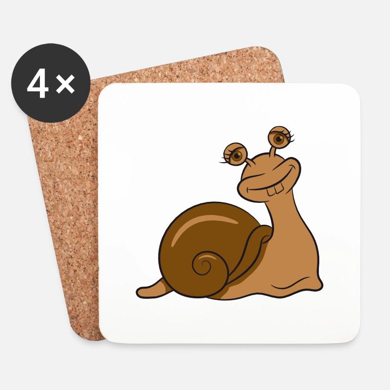 Schnecke lustig lieb - Untersetzer (4er-Set) - Weiß