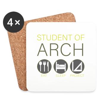 Architektur Student - Eat Sleep Project - Untersetzer (4er-Set) - Weiß - Vorne