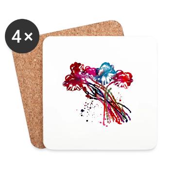 flowers,abstract,floral, graffiti,painting, flower - Coasters (set of 4) - white - Front