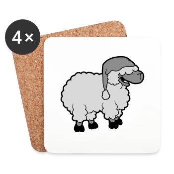 Drôle de mouton qui rit - Dessous de verre (lot de 4) - blanc - Devant