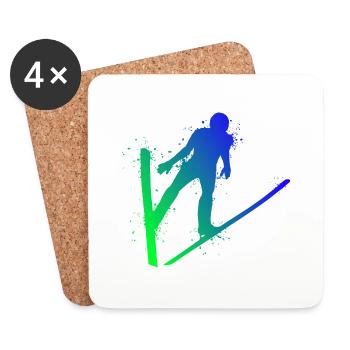 Ski jumping Ski flying Winter sports Ski jumpers - Coasters (set of 4) - white - Front