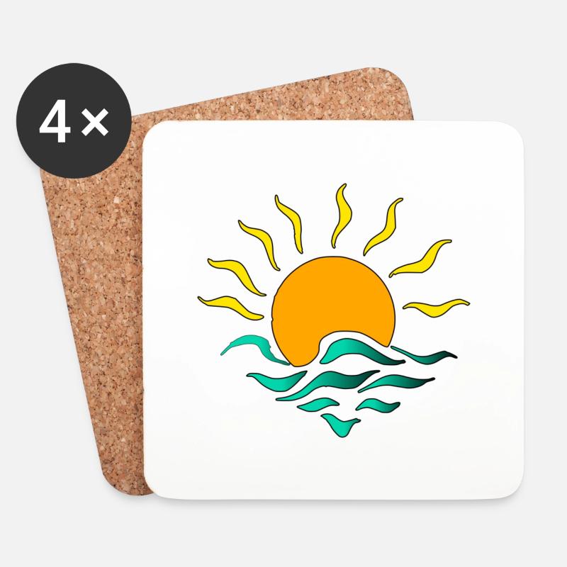 Sonne - Untersetzer (4er-Set) - Weiß