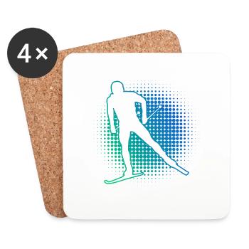 Men's Cross-Country Skating Women's Cross-Country Classic - Coasters (set of 4) - white - Front
