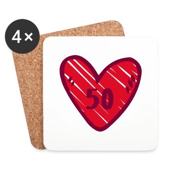 Cute heart red 50 years 50th birthday - Coasters (set of 4) - white - Front