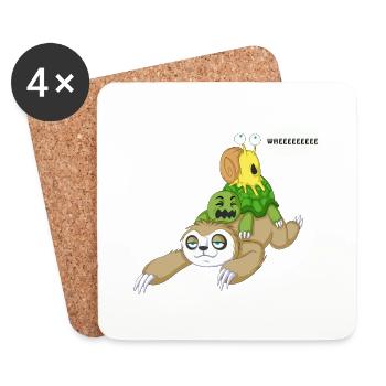 escargot paresseux et tortue - Dessous de verre (lot de 4) - blanc - Devant
