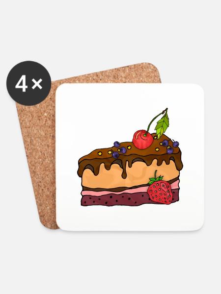 Kuchen - Untersetzer (4er-Set) - Weiß